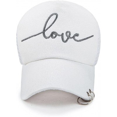 Baseball Caps Women Letter Love Baseball Cap Mesh Snapback Hat - White - CA187QZZ09E $11.33