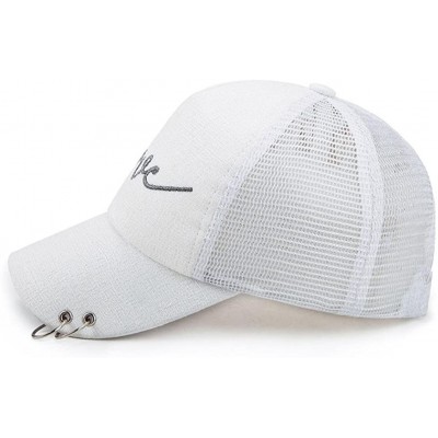 Baseball Caps Women Letter Love Baseball Cap Mesh Snapback Hat - White - CA187QZZ09E $11.33