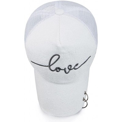 Baseball Caps Women Letter Love Baseball Cap Mesh Snapback Hat - White - CA187QZZ09E $11.33