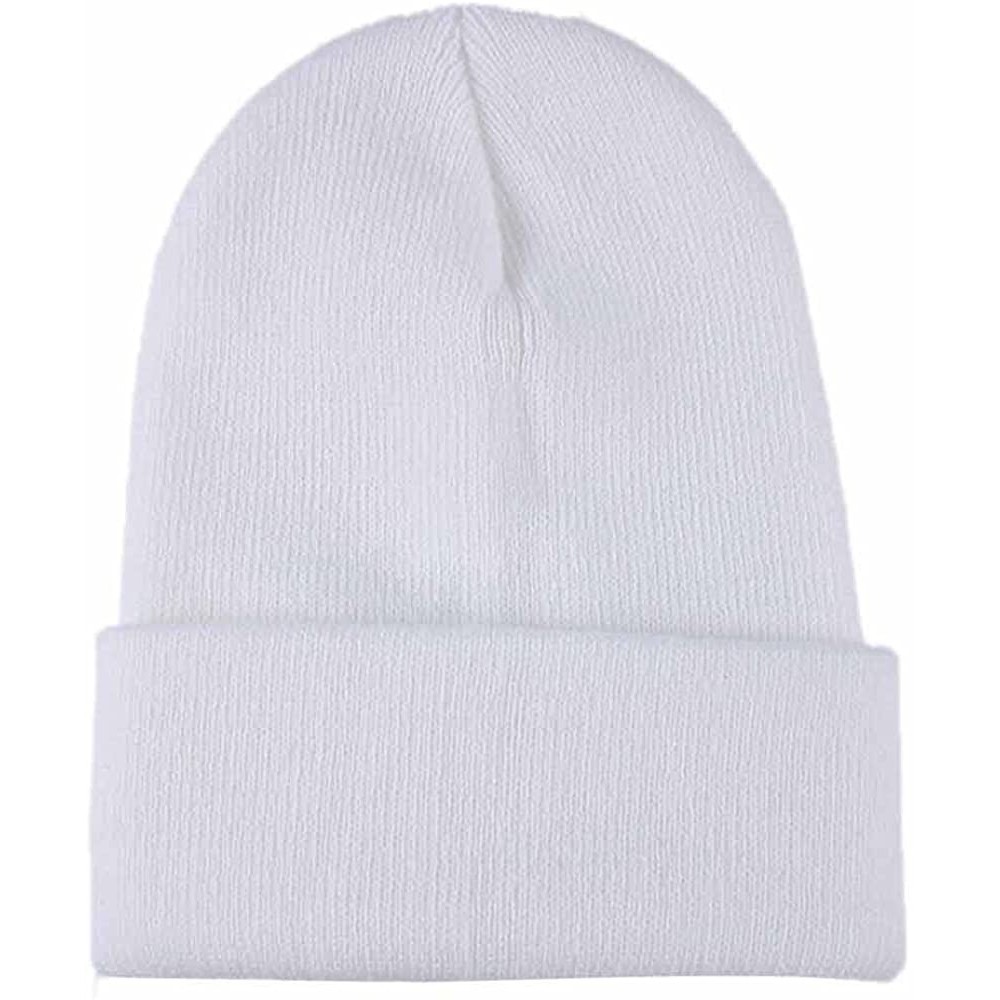 Skullies & Beanies Unisex Classic Knit Beanie Women Men Winter Leopard Hat Adult Soft & Cozy Cute Beanies Cap - White C - CM1...