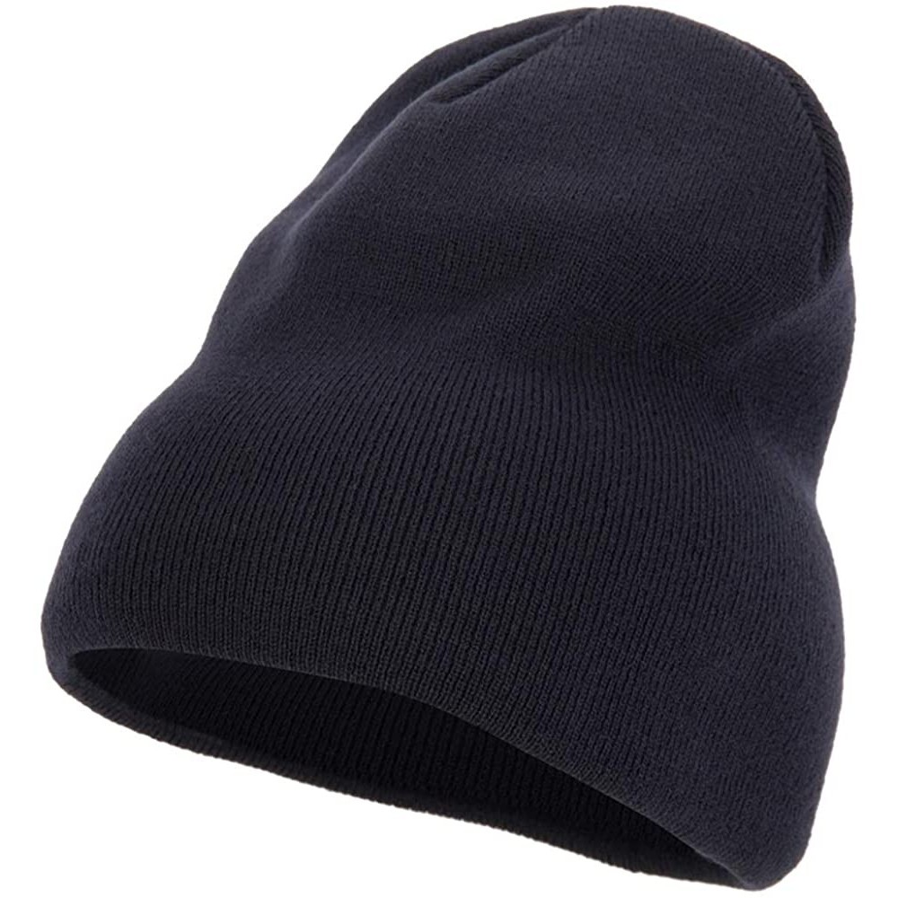 Skullies & Beanies Big Size Acrylic Short Beanie - Navy - CY18ZM92GZ4 $19.57