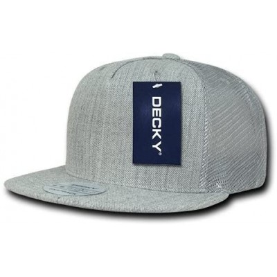 Baseball Caps 5 Panel Flat Bill Trucker Cap Hats - Heather Grey - C411JFLQNSF $13.95