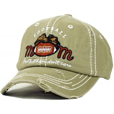 Baseball Caps Vintage Ball Caps for Women Mama Bear Dog Mom Washed Cap - Football Mom- Khaki - CL18ZYEAH9E $18.23