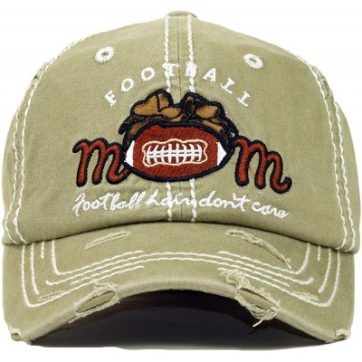 Baseball Caps Vintage Ball Caps for Women Mama Bear Dog Mom Washed Cap - Football Mom- Khaki - CL18ZYEAH9E $18.23