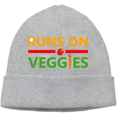 Skullies & Beanies Beanie Hat Runs On Veggies Warm Skull Caps for Men and Women - Gray - CS18KXNG040 $25.55