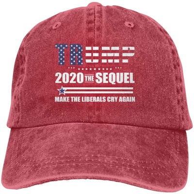 Baseball Caps Trump 2020 The Sequel Make Liberals Cry Again Unisex Vintage Baseball Cap - Red - CX196YE83T8 $14.21