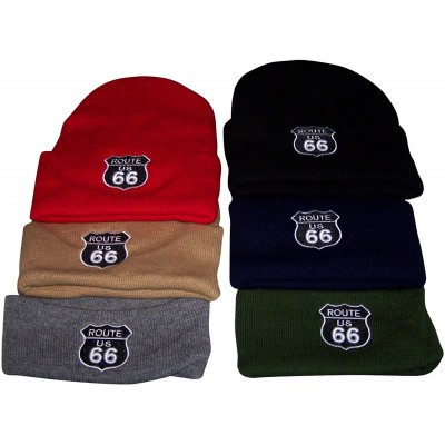 Skullies & Beanies Route 66 The Mother Road Beanies Winter Caps Embroidered - (WCA119 Z) - Black - CF185R5HD85 $7.50
