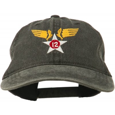 Baseball Caps 12th Air Force Badge Embroidered Washed Cap - Black - CB11QLM5DMX $41.52