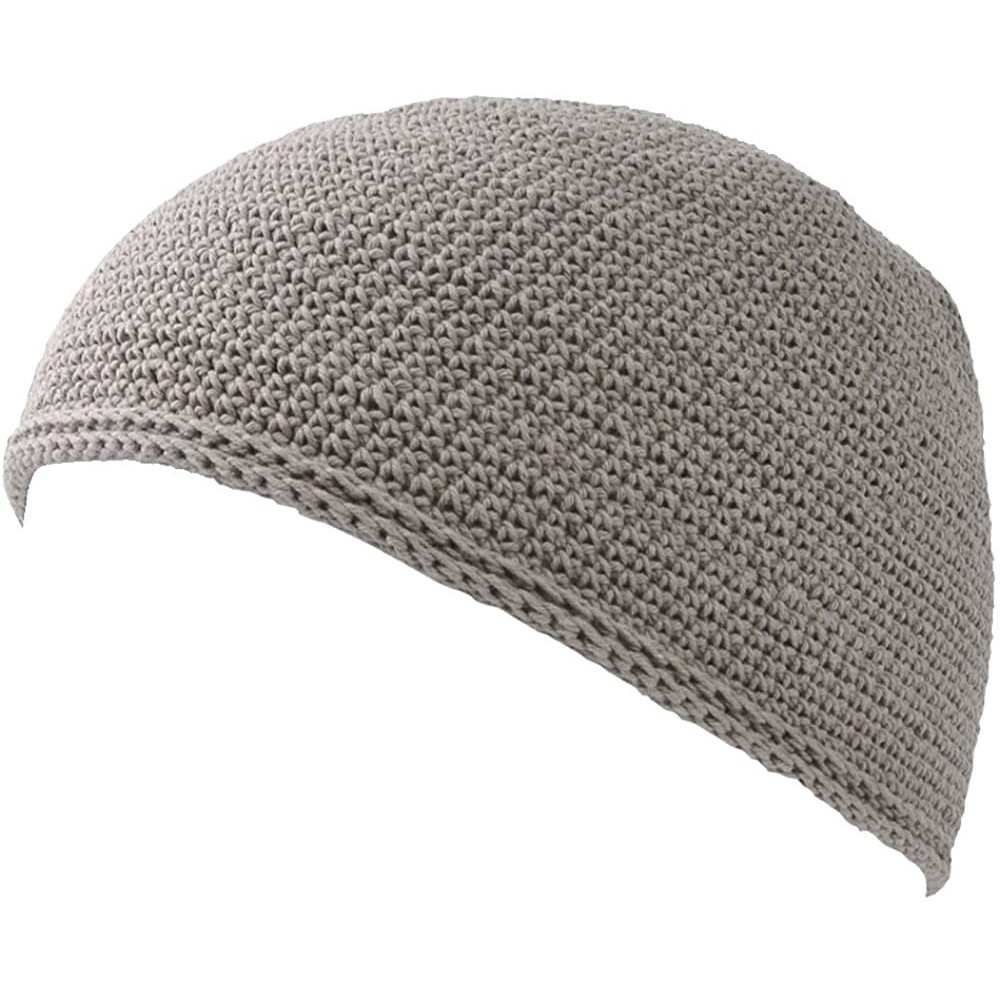 Skullies & Beanies Kufi Hat Mens Beanie - Cap for Men Cotton Hand Made 2 Sizes by Casualbox - Charcoal Gray - CF180WKL6MW $21.80