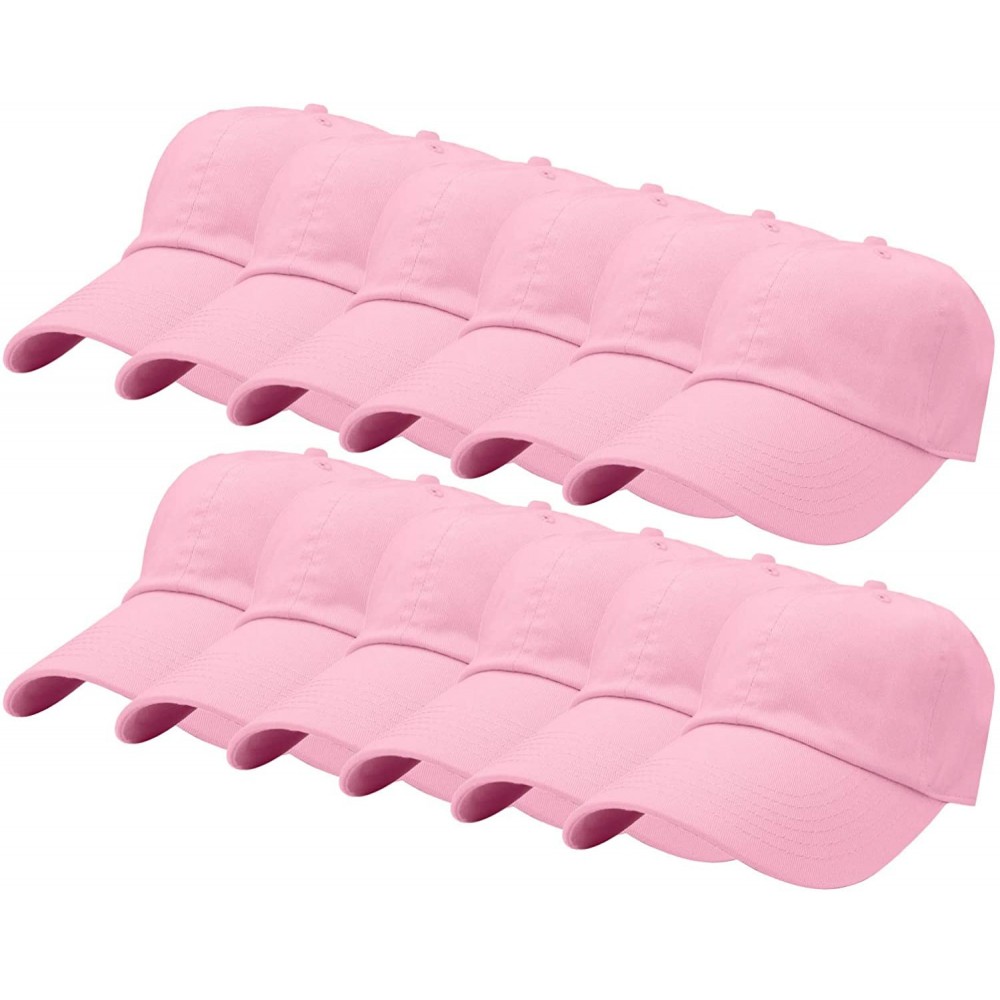 Baseball Caps 12-Pack Wholesale Classic Baseball Cap 100% Cotton Soft Adjustable Size - Light Pink - CL18E6LNLGK $45.39