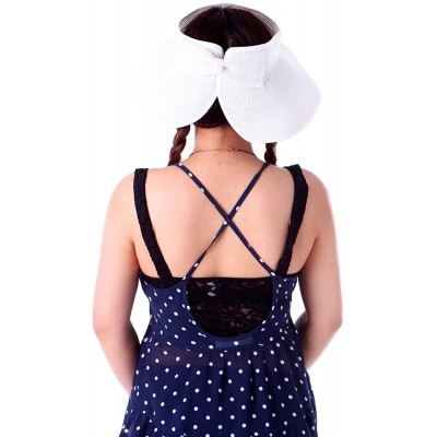 Sun Hats Sun Visors for Women Roll Up Hat Beach Shade Sun Hats Packable Straw Cap - White - CA11KYTOTJR $11.91