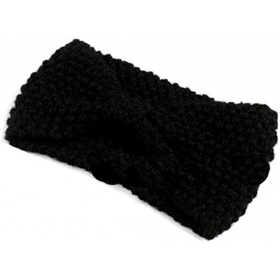 Headbands Women Knitted Bow Headband Crochet Hairband Winter Ear Warmer Headwrap (N77) - Black - CI11ISBG1KX $24.92