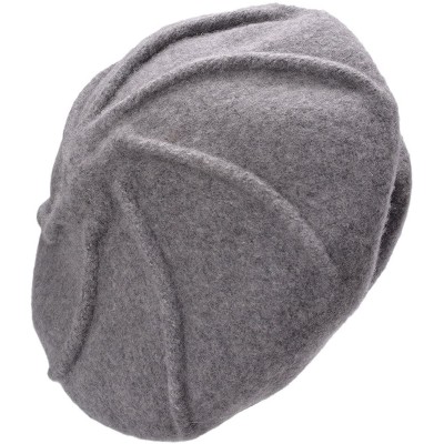 Berets Girls French Wool Artist Beret Cap Winter Painter Hat Plain Color A464 - Light Gray - C61880232OL $28.58