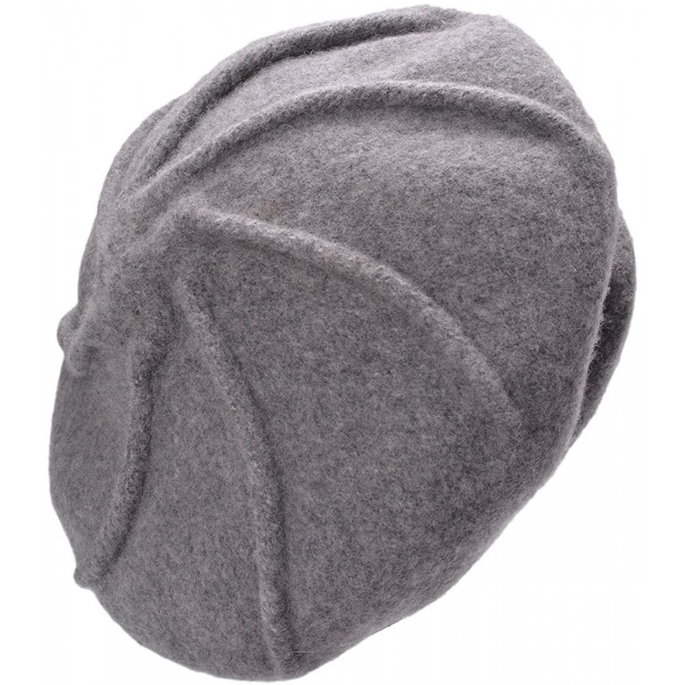 Berets Girls French Wool Artist Beret Cap Winter Painter Hat Plain Color A464 - Light Gray - C61880232OL $10.39