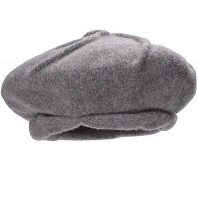 Berets Girls French Wool Artist Beret Cap Winter Painter Hat Plain Color A464 - Light Gray - C61880232OL $10.39