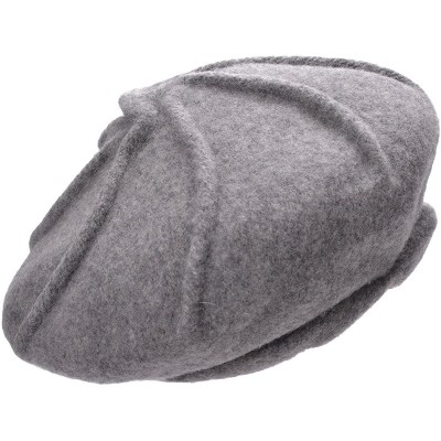 Berets Girls French Wool Artist Beret Cap Winter Painter Hat Plain Color A464 - Light Gray - C61880232OL $10.39