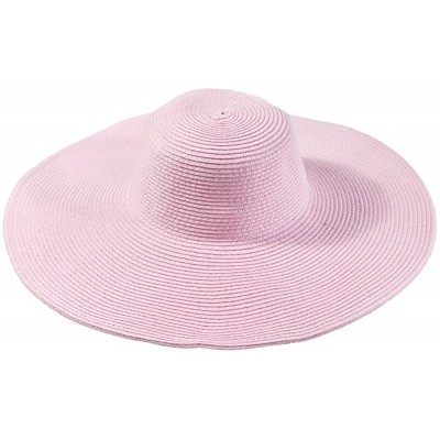 Sun Hats Floppy Wide Brim Straw Hat Women Summer Beach Cap Sun Hat - Pink - CU18DQT50XC $17.28