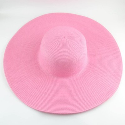 Sun Hats Floppy Wide Brim Straw Hat Women Summer Beach Cap Sun Hat - Pink - CU18DQT50XC $17.28