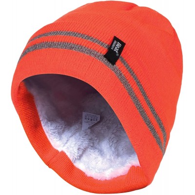 Skullies & Beanies Mens Hi Vis Thermal Insulated Reversible Knit Cap 3.4 tog One Size - Orange - CF12O5T7V85 $20.62