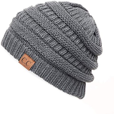 Skullies & Beanies Women's Thick Soft Knit Beanie Cap Hat - Charcoal - CB11MXBZJP7 $10.22