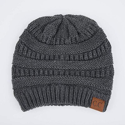 Skullies & Beanies Women's Thick Soft Knit Beanie Cap Hat - Charcoal - CB11MXBZJP7 $10.22