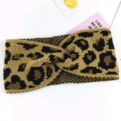 Headbands Womens Leopard Print Winter Knitted Headband Warm Knit Cross Elastic Hair Band - StyleID - Leopard cross - CI18SR9S...