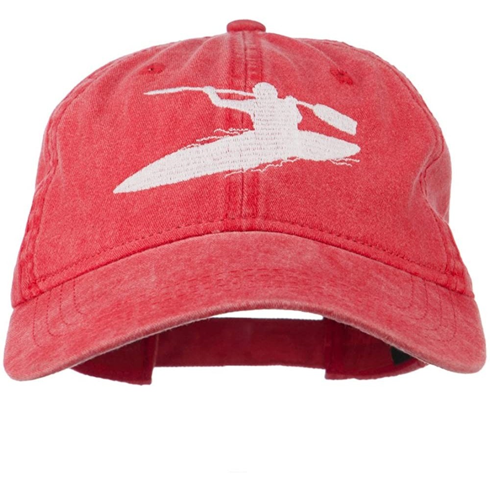 Baseball Caps Sports Kayak Embroidered Washed Dyed Cap - Red - CH11ONYWERX $19.04