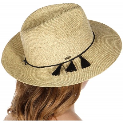 Sun Hats Beach Sun Hats for Women Large Sized Paper Straw Wide Brim Summer Panama Fedora - Sun Protection - CF18DAO7UY5 $16.15