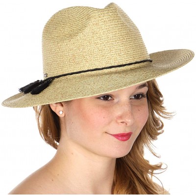 Sun Hats Beach Sun Hats for Women Large Sized Paper Straw Wide Brim Summer Panama Fedora - Sun Protection - CF18DAO7UY5 $16.15