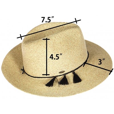 Sun Hats Beach Sun Hats for Women Large Sized Paper Straw Wide Brim Summer Panama Fedora - Sun Protection - CF18DAO7UY5 $16.15