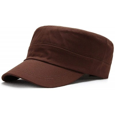 Baseball Caps Unisex Military Hat Men Women 100% Cotton Twill Flat Top Baseball Cap Adjustable Cadet Cap - E-brown - CH12O2IX...