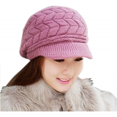 Skullies & Beanies Fashion Women Hat Winter Skullies Beanies Knitted Hats Solid Color Rabbit Fur Cap - Purple - C118RSZI68Q $...