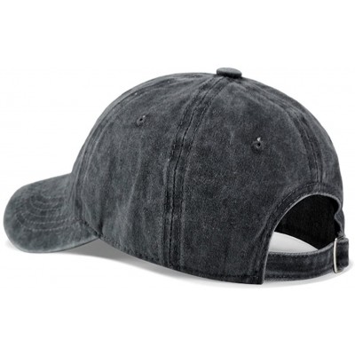 Baseball Caps Unisex Camping Hair Don't Care Vintage Adjustable Baseball Cap Denim Dad Hat - Black - C118GECUYQG $9.75