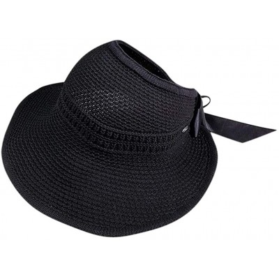 Sun Hats Womens Floppy Summer Sun Beach Hat UPF50 Foldable Wide Brim Straw Hat with Bowknot - C - CG18SER3336 $11.62