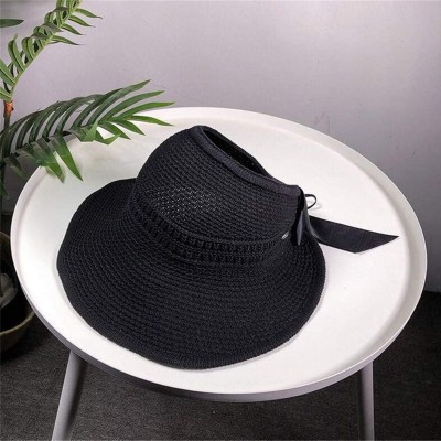 Sun Hats Womens Floppy Summer Sun Beach Hat UPF50 Foldable Wide Brim Straw Hat with Bowknot - C - CG18SER3336 $11.62