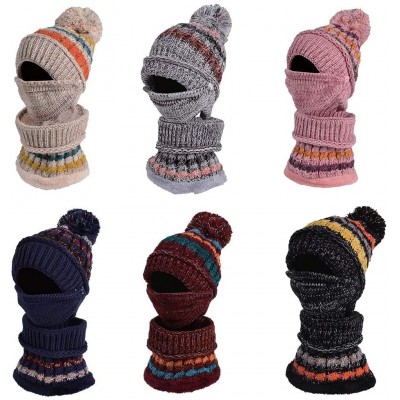 Skullies & Beanies Winter Knit Beanie Hat Skull Cap Neck Warmer Scarf Set for Women and Girls - Wine Red - C518ZGARDTI $17.30