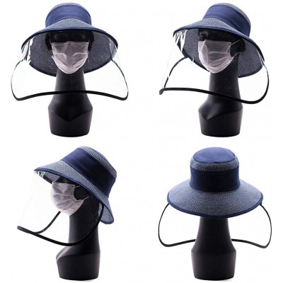 Sun Hats Removable Protective Hat UPF50 Summer Sun Hat for Women Beach Wide Brim Straw Fedora Floppy Panama String - C0199I0M...