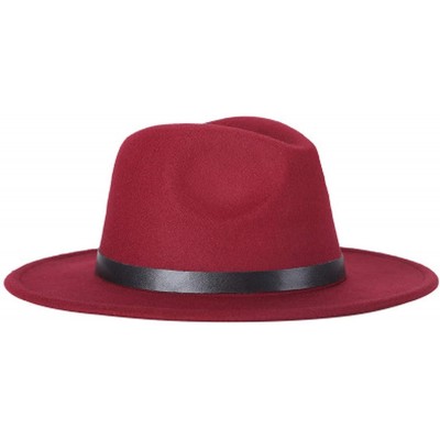 Fedoras Men Fedoras Women's Fashion Jazz hat Summer Spring Black Woolen Blend Cap Outdoor Casual hat - Wine Red - CY18NILKHIW...