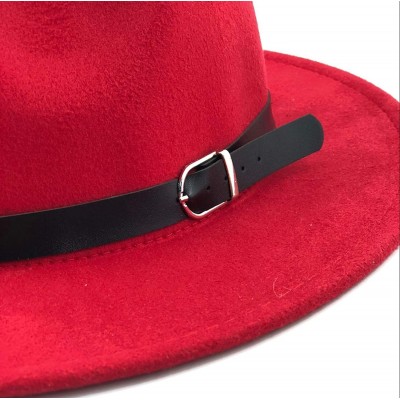 Fedoras Men Fedoras Women's Fashion Jazz hat Summer Spring Black Woolen Blend Cap Outdoor Casual hat - Wine Red - CY18NILKHIW...