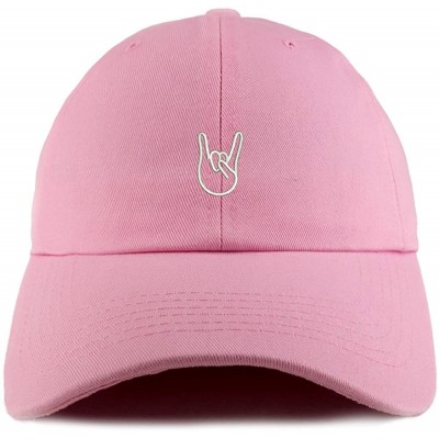 Baseball Caps Rock On Embroidered Low Profile Soft Cotton Dad Hat Cap - Pink - CW18D52SU3G $18.50