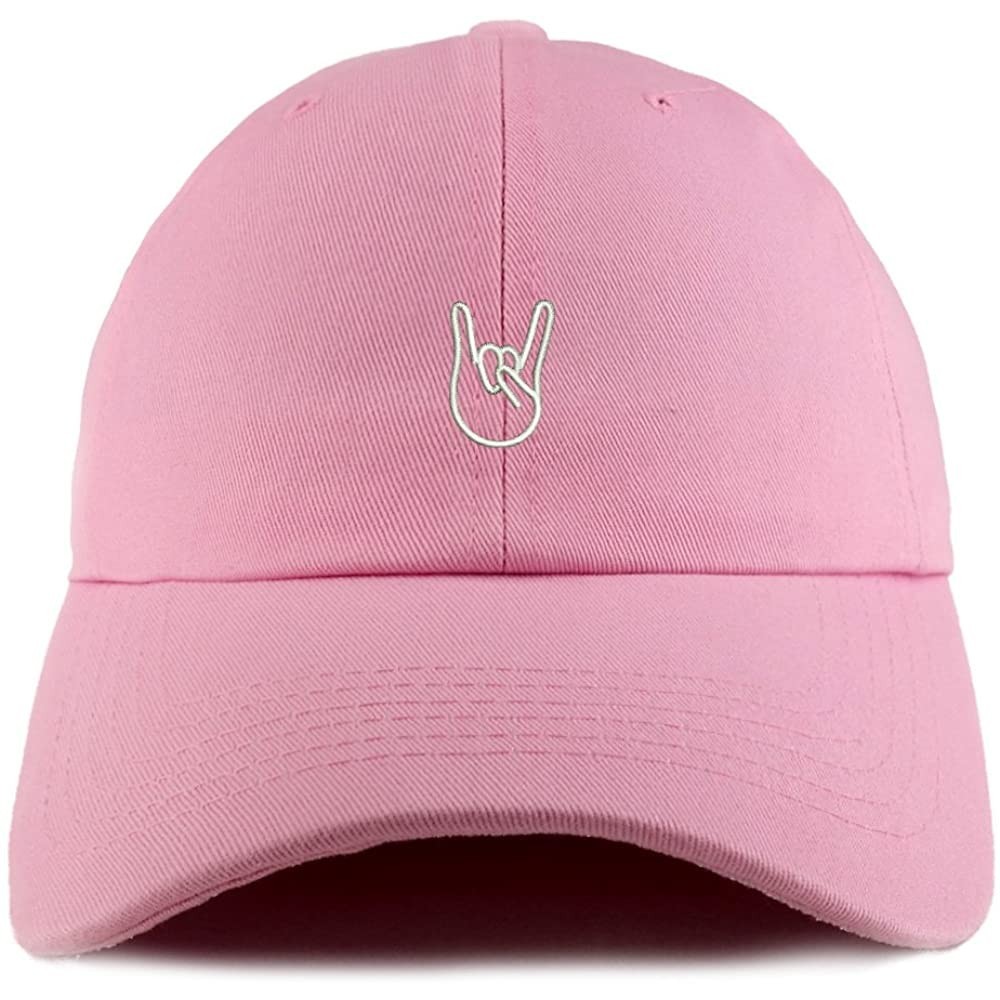 Baseball Caps Rock On Embroidered Low Profile Soft Cotton Dad Hat Cap - Pink - CW18D52SU3G $18.50