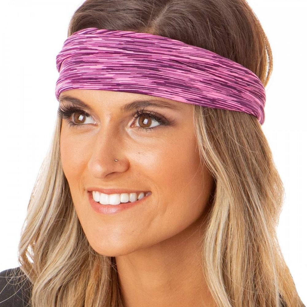 Headbands Xflex Space Dye Adjustable & Stretchy Wide Headbands for Women - Heavyweight Space Dye Pink - C217Y08KA3T $10.59