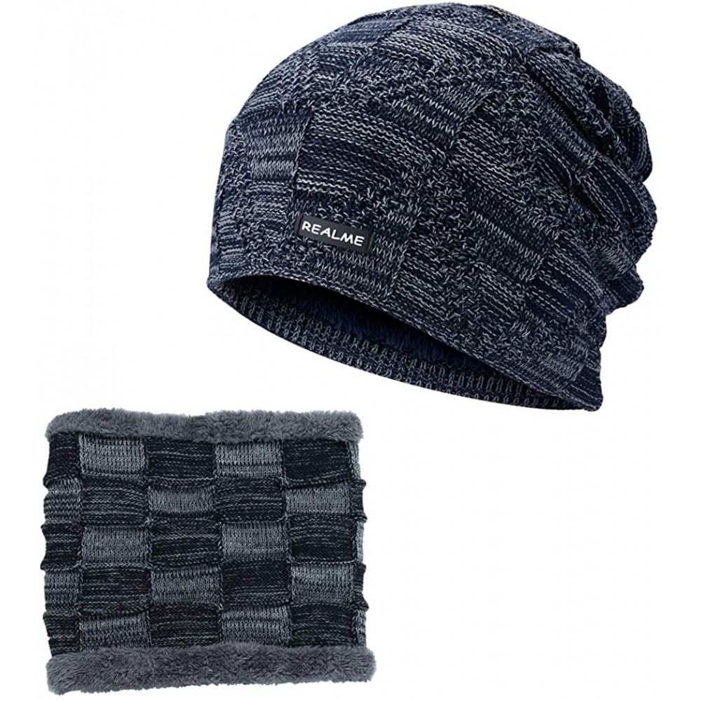 Skullies & Beanies Winter Beanie Hat Warm Knit Hat Winter Hat for Men Women - Navy+scarf - CY18YZX2R2Z $26.10
