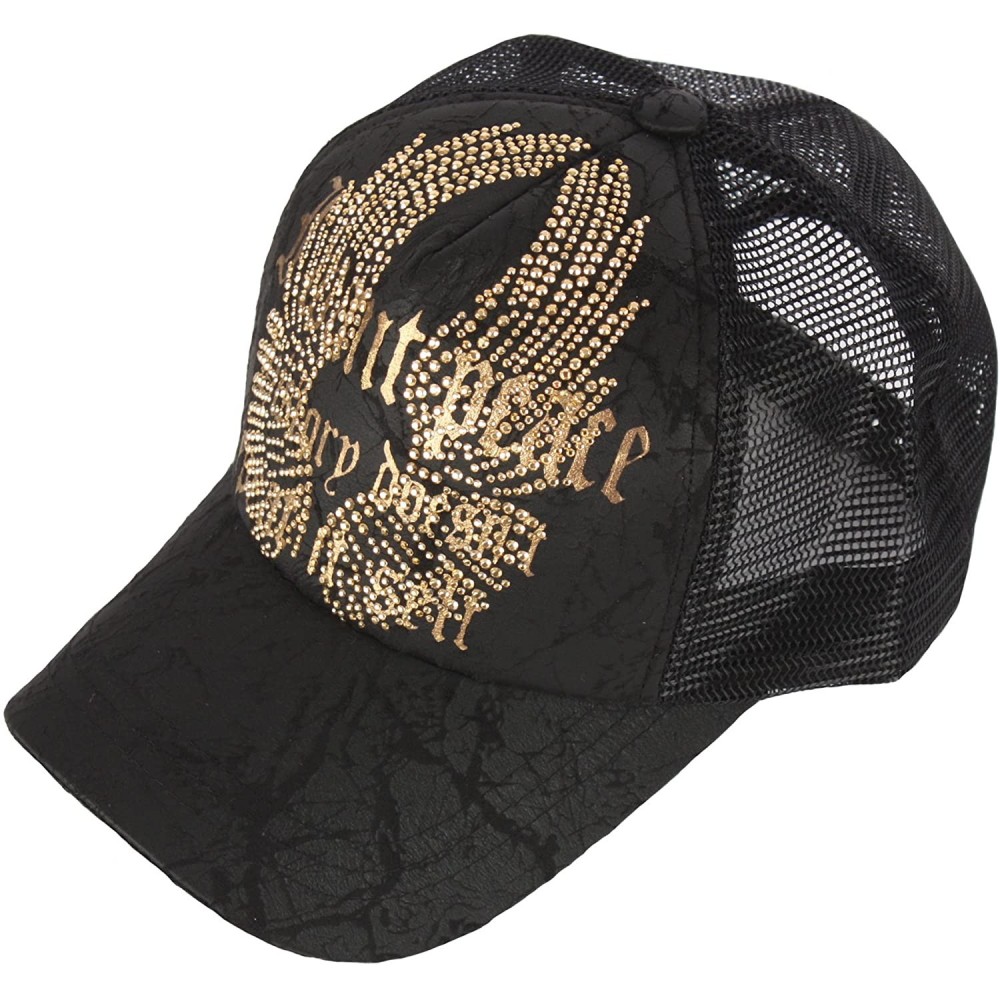 Baseball Caps Black Gold Silver Cubic Stud Metal Skull Club Punk Mesh Hat Trucker Ball Cap - Crown-gold - C412NZWCPSW $18.95