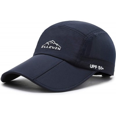 Baseball Caps Unisex Baseball Cap UPF 50 Unstructured Hat with Foldable Long Large Bill - A-dark Blue-m/L - CG12IM3OZXV $9.41