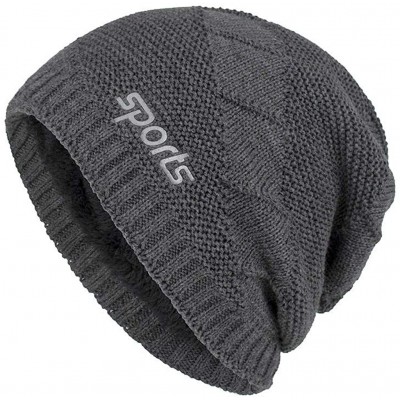 Skullies & Beanies Beanie Hat for Men Women Winter Warm Knit Slouchy Thick Skull Cap Casual Down Headgear Earmuffs Hat - C518...