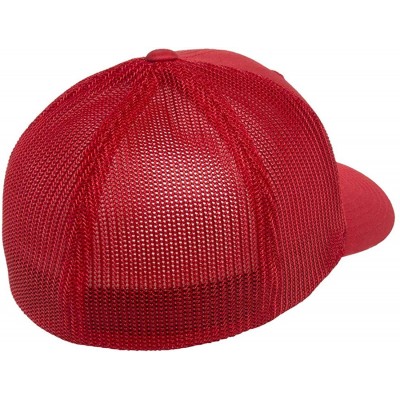 Baseball Caps Flexfit Trucker Hat for Men and Women - Breathable Mesh- Stretch Flex Fit Ballcap w/Hat Liner - Red - C718EW2KL...