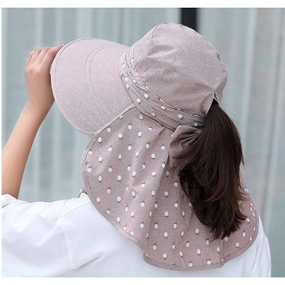 Sun Hats Women's UPF+50 Sun Visor Detachable Flap Hat Foldable Wide Brimmed UV Protection Hat - Purple Red - CL18RU5EL6N $12.71