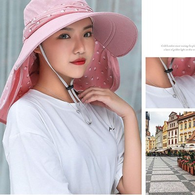 Sun Hats Women's UPF+50 Sun Visor Detachable Flap Hat Foldable Wide Brimmed UV Protection Hat - Purple Red - CL18RU5EL6N $12.71