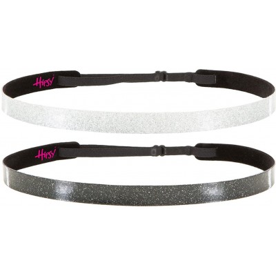 Headbands Adjustable NO SLIP Smooth Glitter Hairband Headbands for Women & Girls Multi Packs - Skinny Black & Silver 2pk - CG...